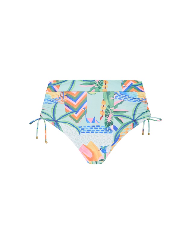City Chic - Plus size Positano Print Hi Waist Bikini Brief - mint