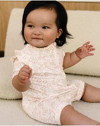Kynd Baby - Day Or Night Short Sleeve Frill Onesie in Spring Blossom