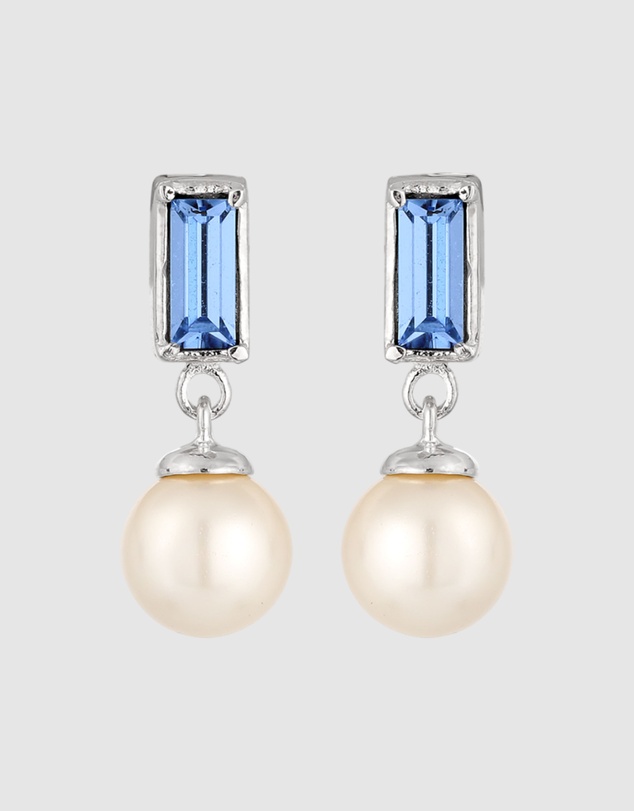 Elli Jewelry - Pearl Rectangle Stud Earrings in 925 Silver