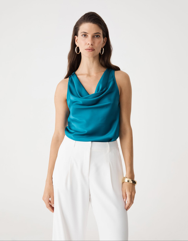 Forcast - Aurelia Satin Cowl Neck Top