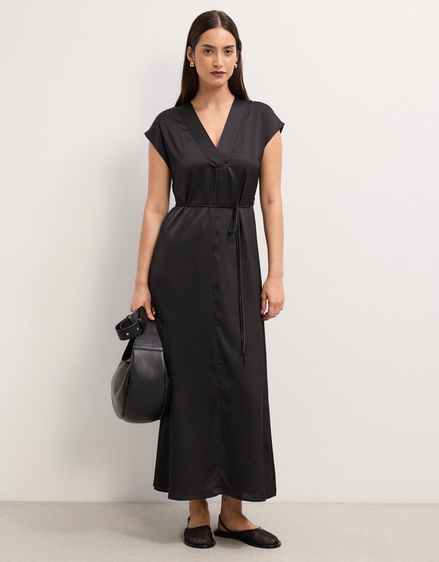 The Fated - Josephine Satin V-Neck Maxi Dress
