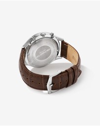 Michael Hill - Men's Chronograph Watch in Stainless Steel & Brown Leather