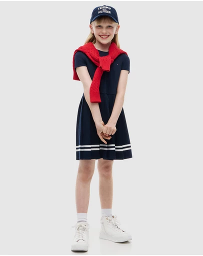 Tommy Hilfiger - Pleated Short Sleeve Skater Dress - Teens
