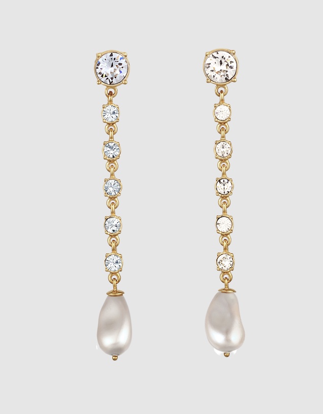 Elli Jewelry - Earring Stud Crystal Pearl 925 Sterling Silver Gold-Plated