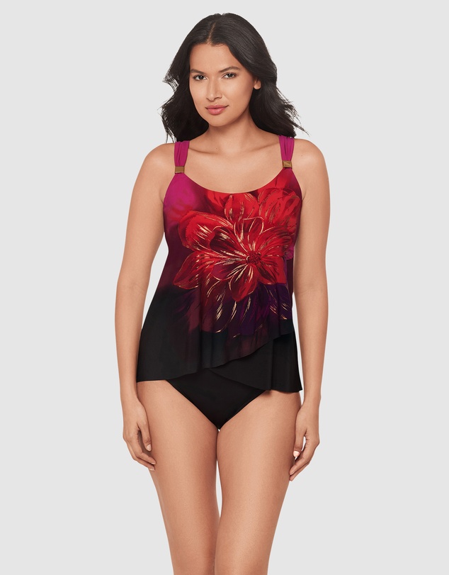 Miraclesuit Swimwear  - Petali Rosa Dazzle Underwired Draped Tankini Top