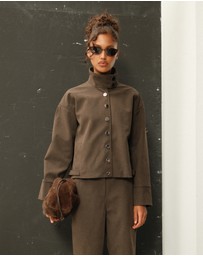 Lover - Lucinda Suede Look Funnel Neck Jacket