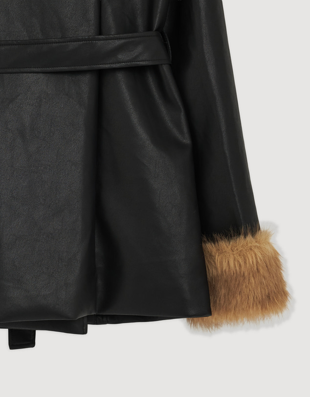 Revibe - Repaired SNDYS Cedric Faux Fur Leather Jacket - AU 8