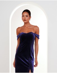 Pilgrim - Olive Off Shoulder Velvet Gown