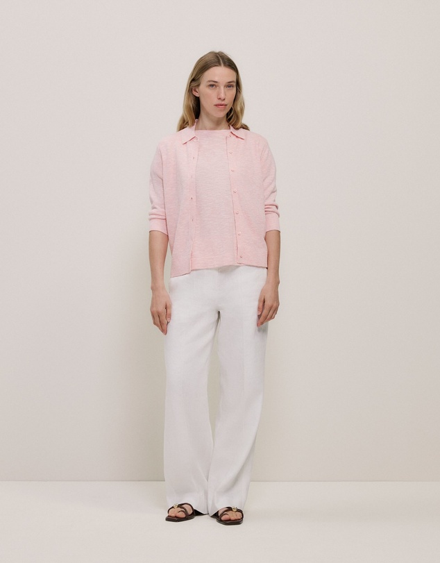 Trenery - Linen Cotton Relaxed Knit T-shirt in Blossom Pink