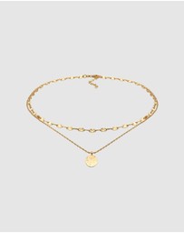 Elli Jewelry - Necklace Choker Layer Platelet Pendant Vintage in 925 Sterling Silver Gold Plated
