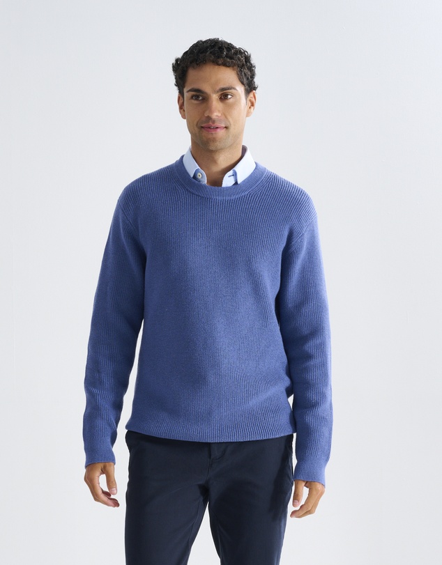 3 Wise Men - 3 Wise Men Drake Crew Neck Wool Blend Knit - Vintage Blue