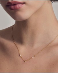 SAINT VALENTINE - Heart & Pearl Necklace - Gold
