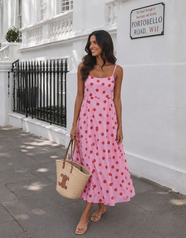 Esther & Co - Crescent Dress - Pink Spot