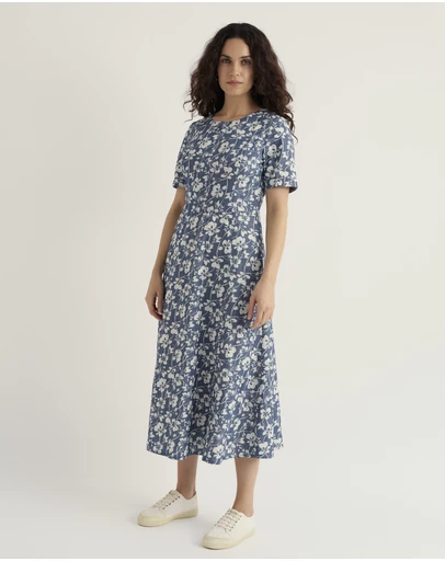 Seasalt - Seasalt Cornwall Blue Fox Path Printed Chambray Dress