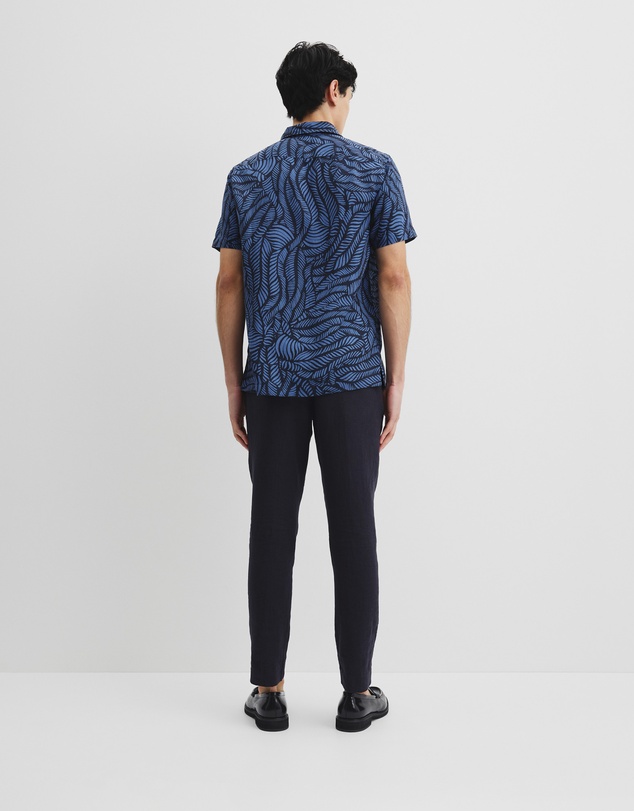 Country Road - Short Sleeve Leaf Linen Shirt