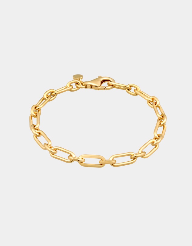Elli Jewelry - Bracelet Women Basic Link Chain 925 Sterling Silver Gold Plated