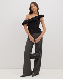Dazie - Darling Delight One Shoulder Ruffle Top