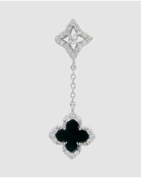Georgini - GEORGINI MIDNIGHT VELVET BLACK AGATE FAIRWATER DROP EARRINGS SILVER
