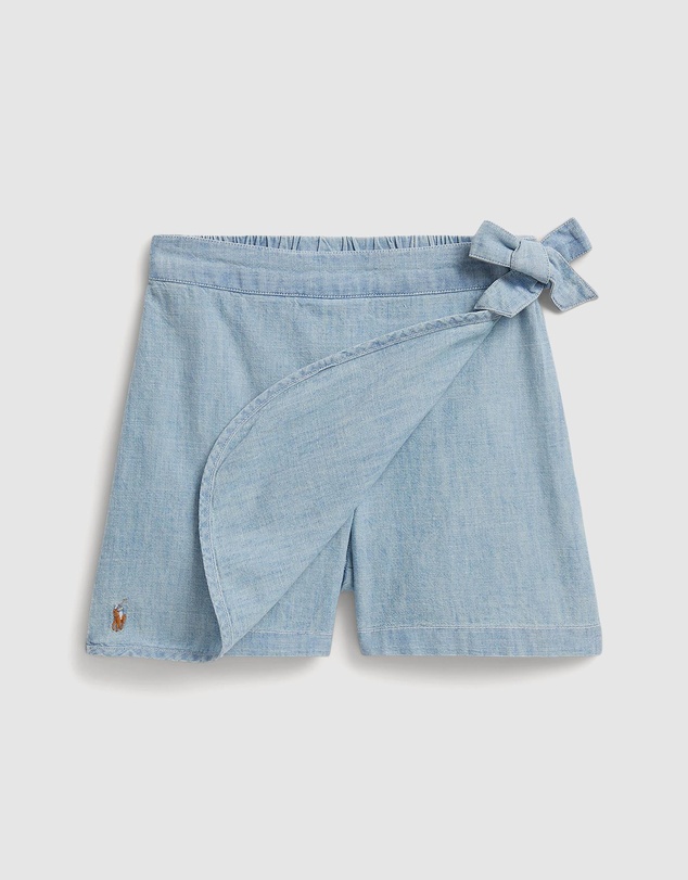 Polo Ralph Lauren - Indigo Chambray Faux-Wrap Skort - Babies-Kids