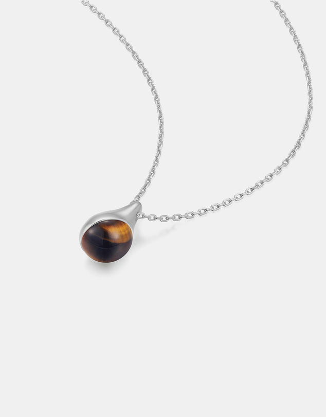Ania Haie - Ania Haie Silver Tiger Eye Droplet Pendant Necklace