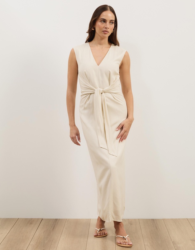 Atmos&Here - Sadie Linen Blend Midi Dress