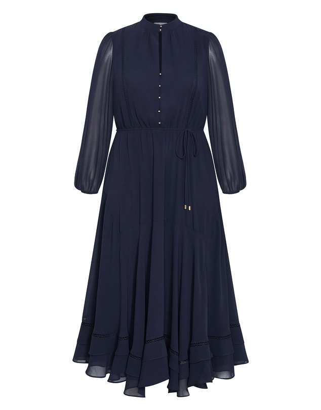 City Chic - Plus size Yasmin Long Sleeve Maxi Dress - navy