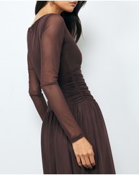 AERE - Lula Boat Neck Mesh Maxi Dress