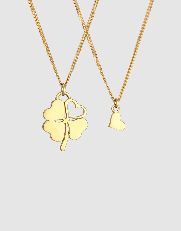 Elli Jewelry - Heart Mother and Daughter Necklace Set in Gold-Plated 925 Silver
