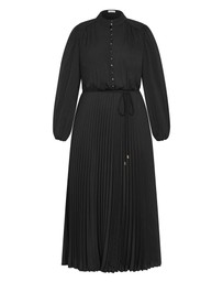City Chic - Plus size Halle Long Sleeve Pleat Dress - black