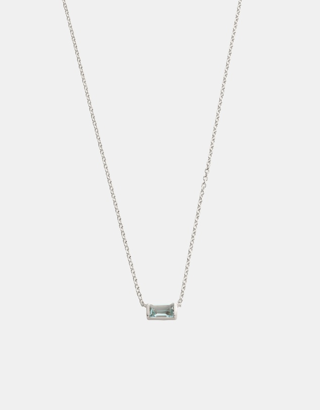 Kirstin Ash - Baguette Birthstone Necklace March Sky Blue Topaz
