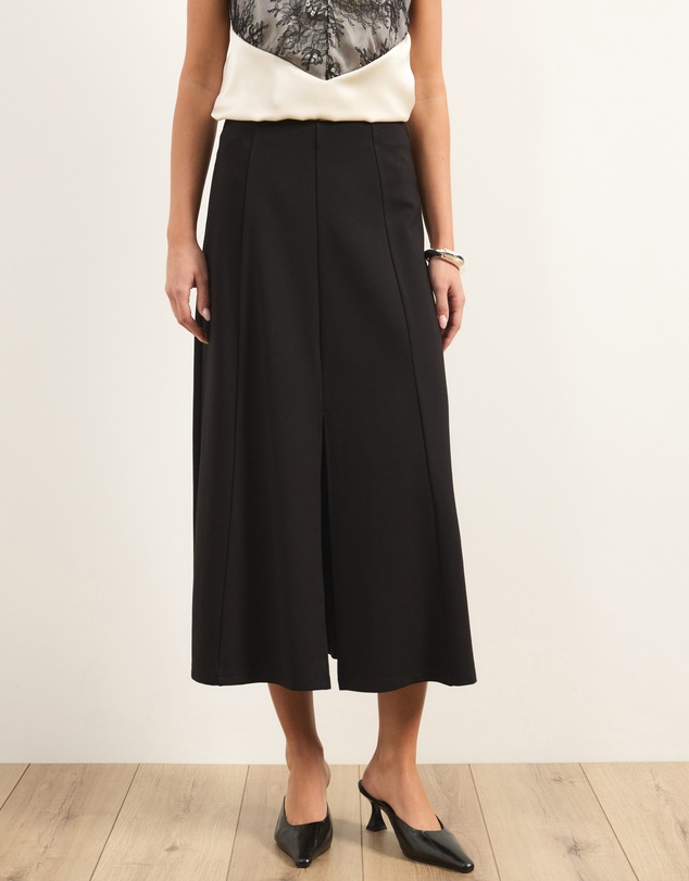 Atmos&Here - Laura Ponte Midi Skirt With Front Split At Hem