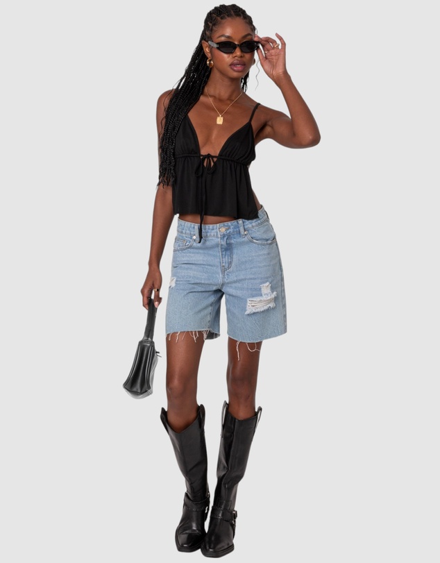 EDIKTED - Rylee Tie Front Open Back Top