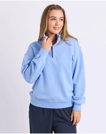 Foxwood - College Pigment Zip Crew Bluebell