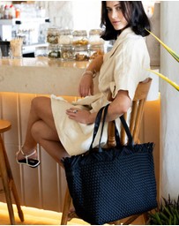 Chuchka - Woven Neoprene X-Large Beach Tote - Fringe Black