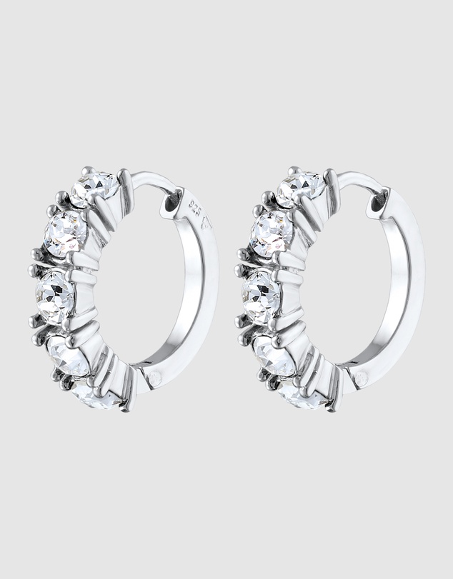 Elli Jewelry - Earrings Hoops Crystal 925 Sterling Silver