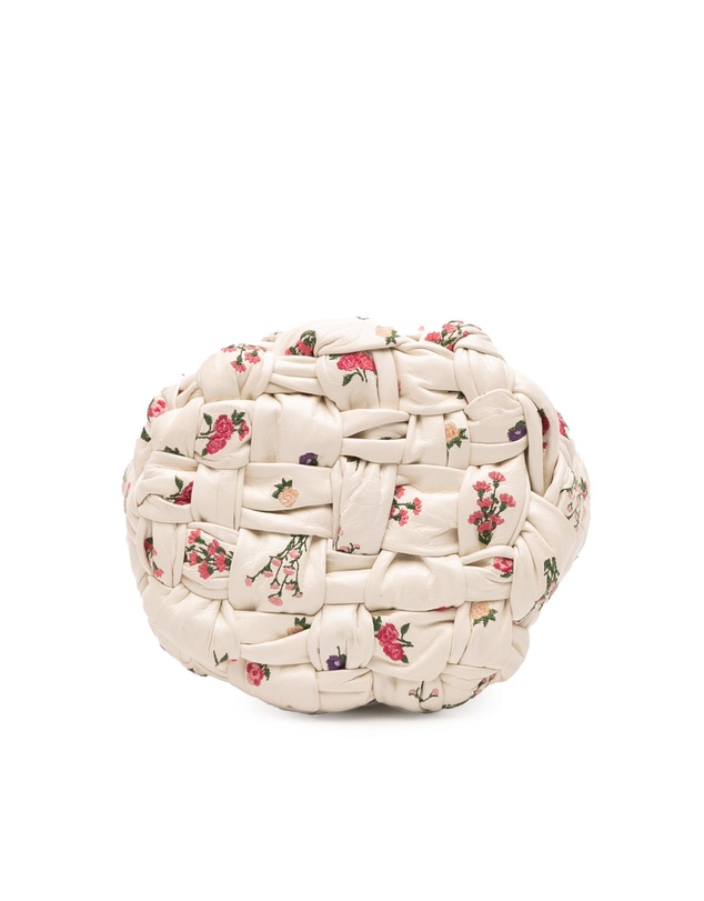Pre-Loved by Azura Reborn - Pre-Loved Small Floral Printed Leather Intrecciato Kalimero Bucket Bag