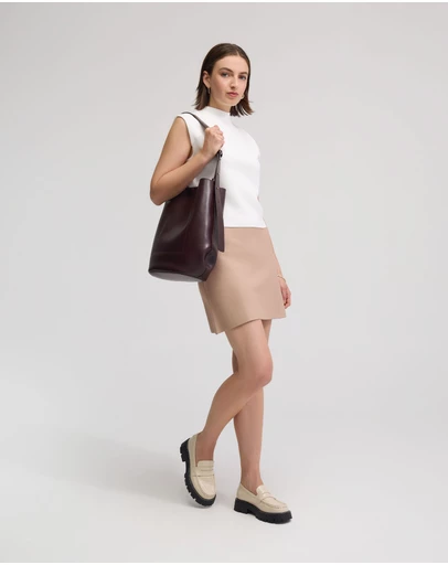 Oxford - Pepper Knitted Funnel Collar Top