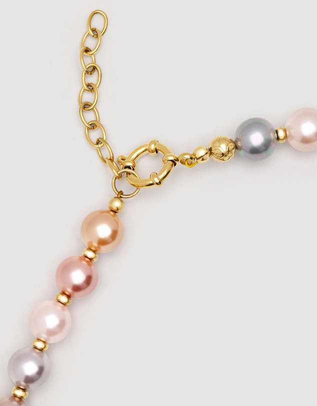 Nialaya Jewellery - Pastel Pearl Necklace with Gold