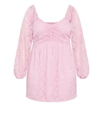 City Chic - Plus size Letitia Lace Mini Dress - soft pink