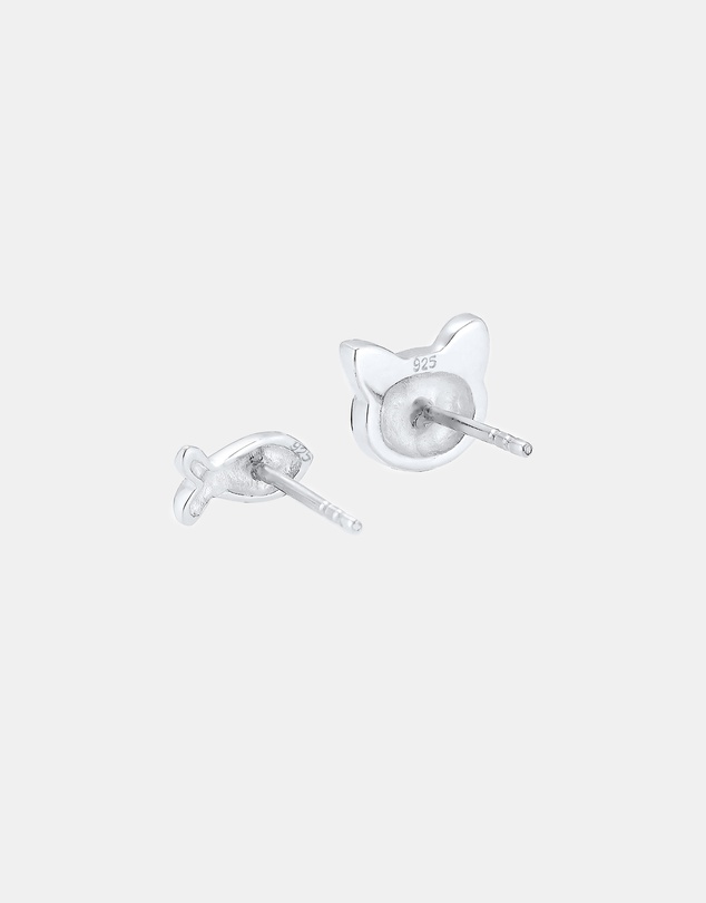 Elli Jewelry - Crystal Cat Kids Stud Earrings in 925 Silver