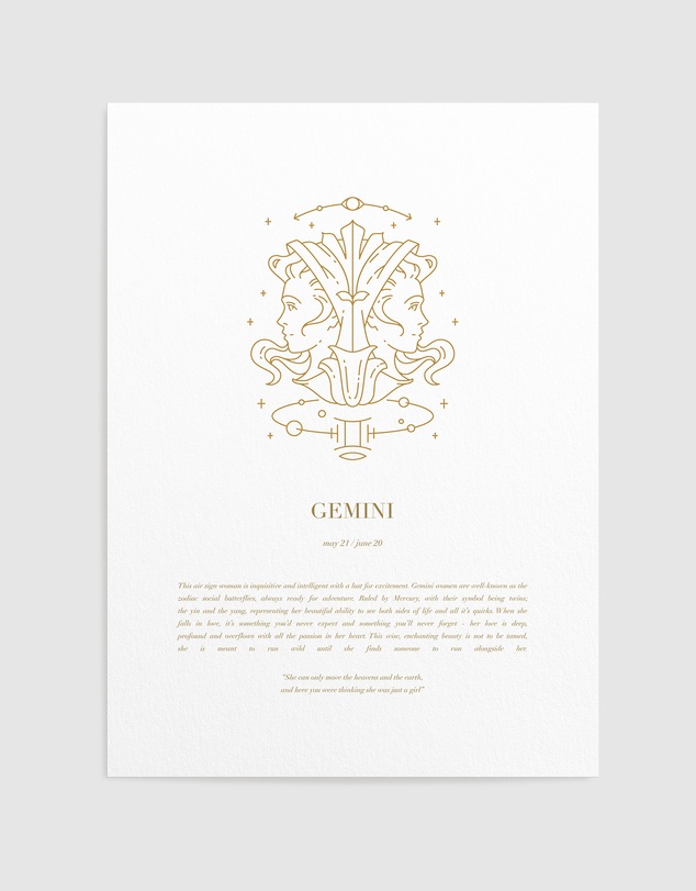 Olive et Oriel - Gemini Celestial Zodiac Art Print A3
