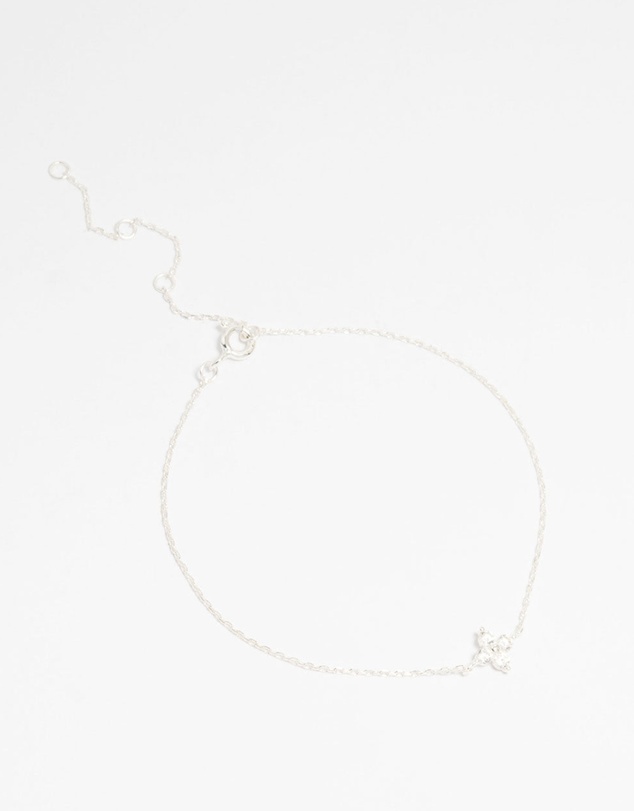 Lovisa - Sterling Silver Cubic Zirconia Micro Flower Bracelet