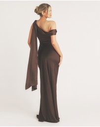 Six Stories - One Shoulder Drape Detail Satin Bridesmaid Dress