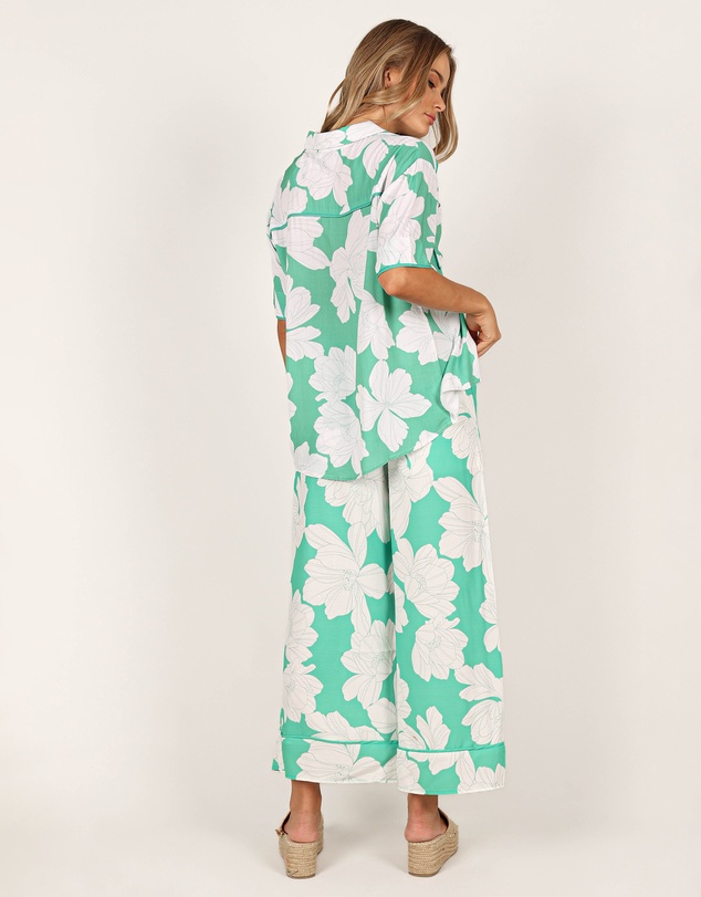 Petal & Pup - Bentley Wide Leg Pant - Green Floral