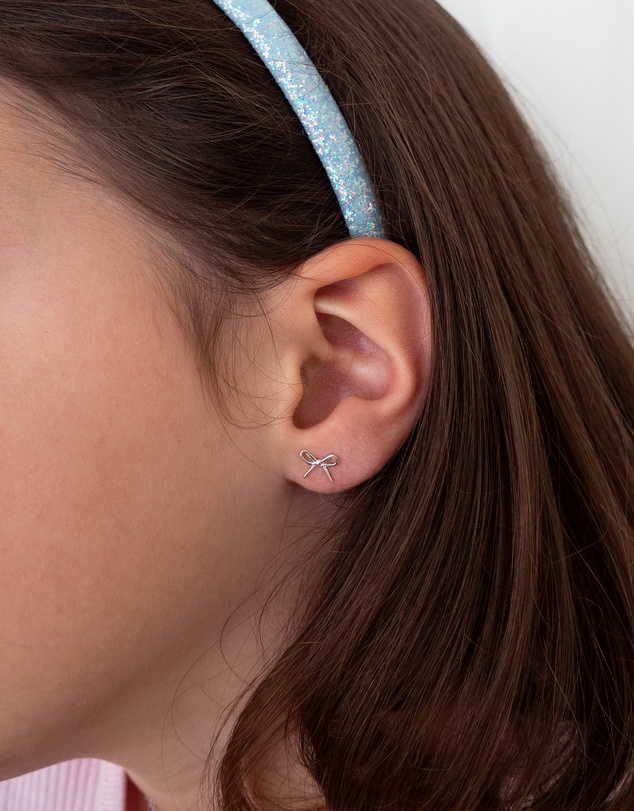 The Silver Collective - Children's Bow Earrings Silver