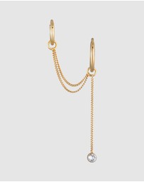 Elli Jewelry - Earrings Creoles Ear Chain Modern with Crystals in 925 Sterling Silver