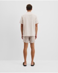 Country Road - Short Sleeve Cotton Linen Basket Weave Shirt