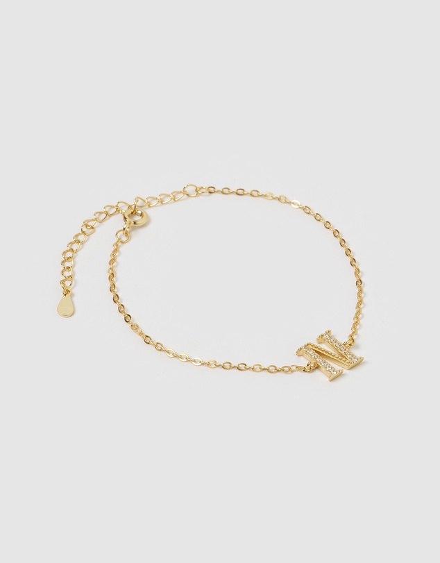 Izoa - Crystal Letter N Bracelet