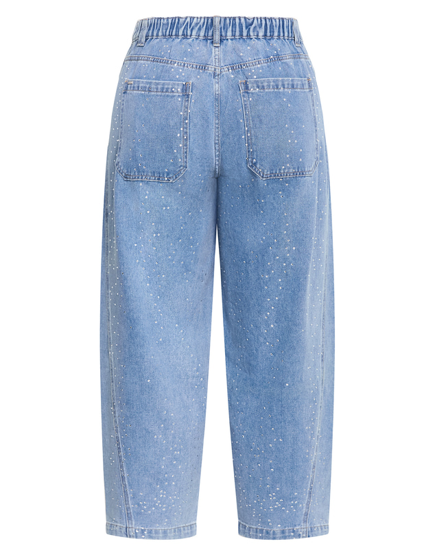 City Chic - Plus size Harley Fit Bling Detail Barrel Leg Jean - light wash