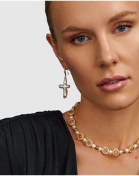Nialaya Jewellery - Pearl Cross Earrings